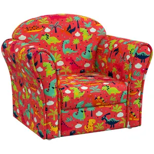 AIYAPLAY Kids Sofa Chair with Dinosaur Design for Bedroom, Playroom, Red