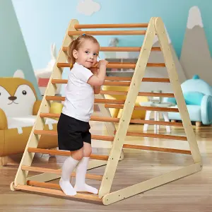 Costway Wooden Foldable Triangle Climber Step Training Ladder Pikler Toddler With Ramp