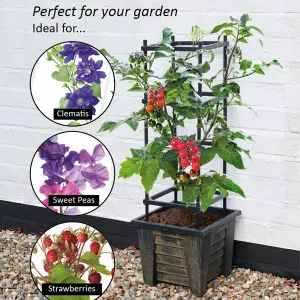 Planter with 4 Teir Trellis Structure, tomatos or climbing plants Bronze Effect H80cm x W31 x D31cm