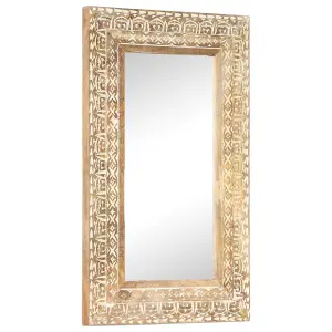 Berkfield Hand-Carved Mirror 80x50x2.6 cm Solid Mango Wood