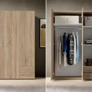 Timeless Stella Trading BASE Hinged Door Wardrobe W1210mm H1760mm D510mm - Oak Sonoma, Ample Storage, Versatile Design