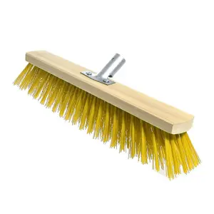 Heavy Duty Garden Broom Head, Outdoor 20" Synthetic Hard Bristle Sweeping Brush for Cleaning Gardens, Yards, Patios (Yellow)