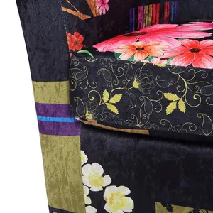 Fabric Black Patchwork Tricia Tub Chair