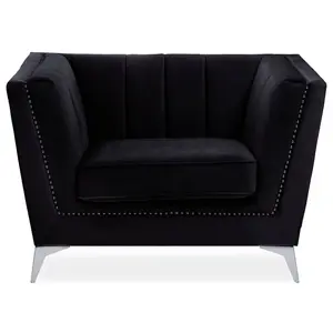 Interiors by Premier Black Velvet Chair, Comfortable Velvet Desk Chair, Backrest Velvet Armchair, Cozy Armchair