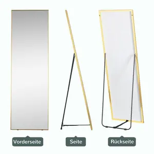 Metal Framed Freestanding Full Length Mirror Gold