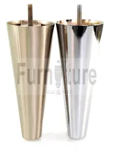 4 Replacment Brushed Chrome Metal Legs 180mm High Round Tapered Feet M8 Couch Chairs Sofa Footstool Bed