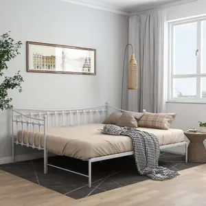 Berkfield Pull-out Sofa Bed Frame White Metal 90x200 cm