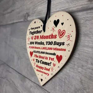 2nd Anniversary Gift Husband Wife Wedding Two Years Mr Mrs Gift Wood Heart