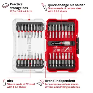 Einhell Universal Drill Driver Bit Set 33 Pieces 50mm With M-CASE Box KWB E6.3