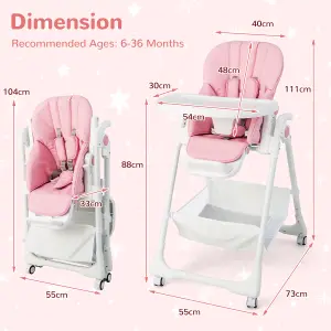 Costway Adjustable Baby High Chair Convertible Infant Dining Chair With 5-point Harness