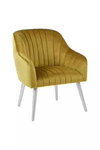 Interiors by Premier Comfortable Mustard Fabric Armchair For Reading, Mid-century Modern chair For Livingrooms, Sleek Armchair