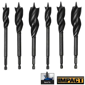 Dewalt 6 Piece Tri Flute Impact Ready Auger Bit Speed Tip Set Stubby 16 20 25mm