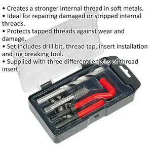 M12 x 1.75mm Premium Thread Repair Kit with Drill Bit and Tap Tool