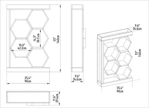 Decorotika Artemis Bookcase Bookshelf Shelving Unit Hexagon Shelves