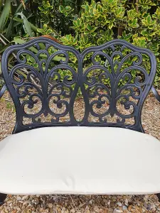 Cast Aluminium Love Seat Bench - Black