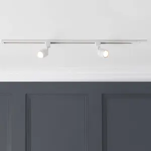 Litecraft Soho White 2 Head 1m Straight Kitchen Ceiling Light with LED Bulbs