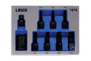 Laser Tools 7978 9pc Dual Drive Torx/Star Impact Bit Socket Set