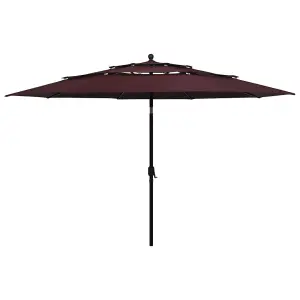 Berkfield 3-Tier Parasol with Aluminium Pole Bordeaux Red 3.5 m