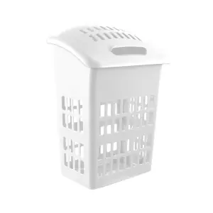 simpa 60L Upright White High Gloss Plastic Laundry Basket