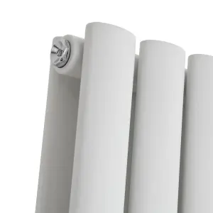 Nes Home 1800 x 360 mm Central Connection Vertical Designer Radiator White Double Oval Tube