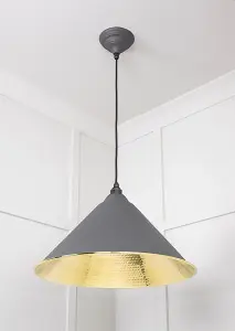 Hammered Brass Hockley Pendant in Bluff