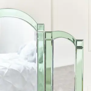 Melody Maison Green Glass Art Deco Triple Mirror 74cm x 60cm