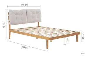 Oak Double Bed Frame White Birlea Pepe Fabric 4FT6 135cm