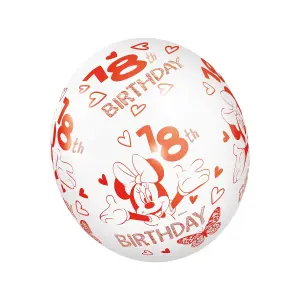 Disney Latex Minnie Mouse 18th Balloons (Pack of 5) White/Red (One Size)