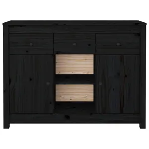 Potts 100Cm Wide 3 Drawer Pine Solid Wood Sideboard Black