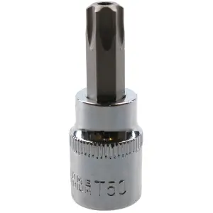 T50 3/8" Drive Tamper Proof Torx Star Bit 48mm Tamper Torx Chrome Vanadium Steel