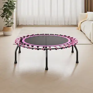 40in Bungee Cords Round Trampoline in Pink for Indoor Outdoor