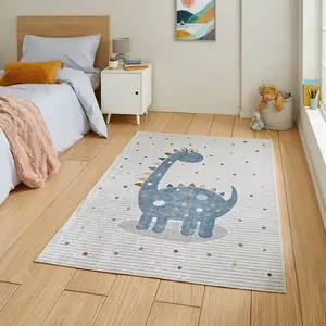 Multicolour Animal 40mm Pile Kids Stain-Resistant Rug for Bedroom, Dining Room, Easy to Clean Modern Rug-80cm X 150cm