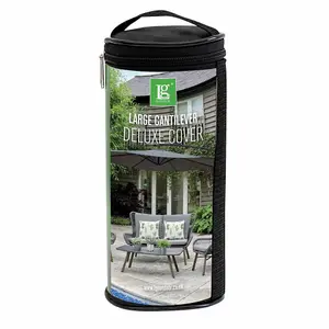 LG Outdoor Deluxe Large Cantilever Parasol Umbrella Garden Cover Black