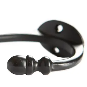 Hammer & Tongs - Ceramic Flower Hat & Coat Hook - W30mm x H140mm - Black