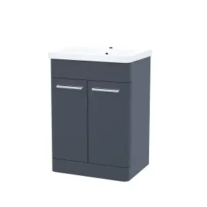 Nes Home Afern 600mm Vanity Unit Cabinet and Wash Basin Anthracite