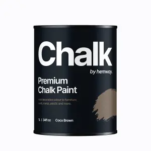 Hemway Chalk Paint Flat Matt Coco Brown 1L Shabby Chic, Smooth Chalky Finish, Interior Furniture, Walls, Wood, Quick Dry