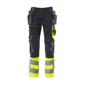 Mascot Safe Supreme Trousers with Holster Pockets (Dark Navy/Hi-Vis Yellow)  (31.5) (Leg Length - Regular)