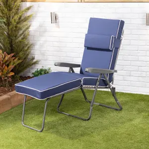 Alfresia Blue Sun Lounger Chair Garden Cushion