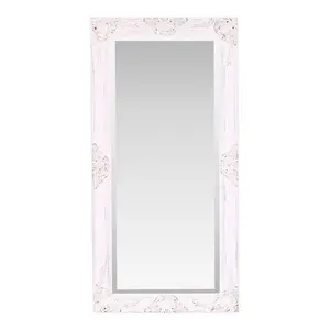 Villanova Solid Wood Flat Wall Mirror Vintage White / 70cm H x 50cm W