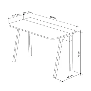 FWStyle Freestanding Study Desk Home Office Matt White Light Oak Two Tone