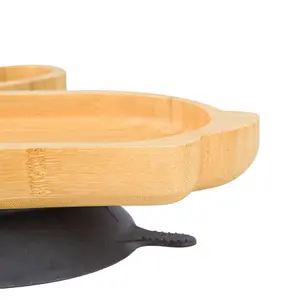 Tiny Dining Rabbit Bamboo Suction Plate - Olive Green