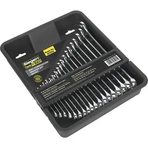 18-Piece Slim Handled Metric Spanner Set - 12 Point Chrome Vanadium Wrenches