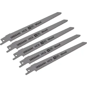 5-Pack 150mm HCS Reciprocating Saw Blades with 10 TPI for Wood Cutting