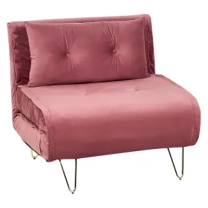 Beliani Glam Sofa Bed VESTFOLD Pink Velvet