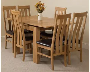 Richmond 90cm - 150cm Square Oak Extending Dining Table and 6 Chairs Dining Set with Princeton Chairs