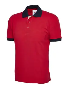 Uneek - Unisex Contrast Poloshirt - Reactive Dyed - Red - Size S