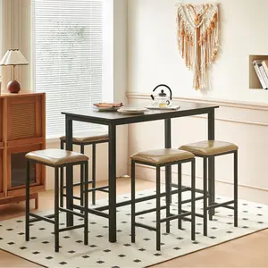 Stoltz 4 - Person Dining Set Brown / Vintage Brown/Black / Black