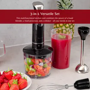 Innoteck Kitchen Pro 3 in 1 2 Speeds Multi-functional Hand Blender With 500ml Chopping Bowl, Whisk and Measuring cup -600W