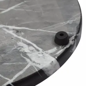 Interiors by Premier Black and Gold Marble Round Chopping Board, Non-Slip Marble Chopping Board, Easy to Clean Black Board