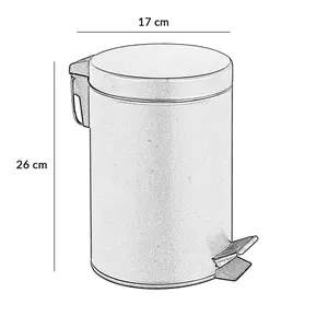 Innoteck Essentials 3Litre Round Pedal Dustbin with Removal Plastic Container -Matt Grey